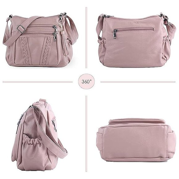 Crossbody Bags For Women Pocketbooks Soft PU Leather Purses Powder Blush - Picture 2 of 6